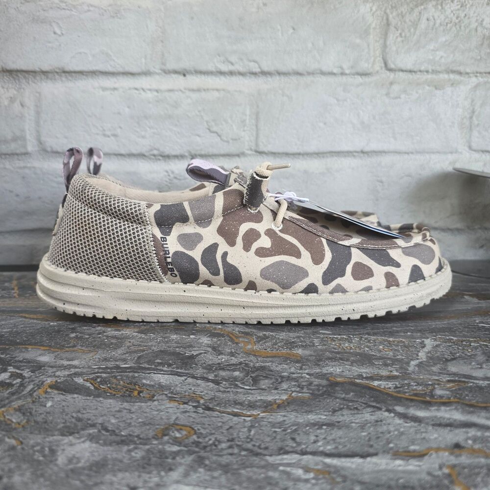HEYDUDE x BURLEBO Wally Funk Men's Size 13 Shoes Deer Camo Loafers 45952-2JE NIB